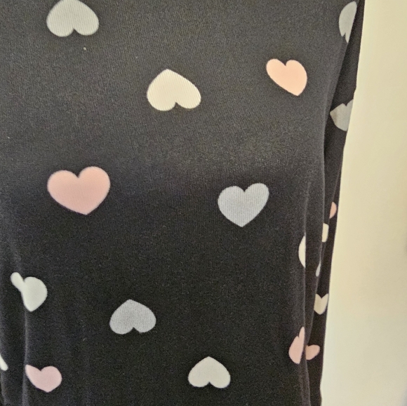 Rachel Roy Black w/ Pink, Grey Hearts Sweater Women's Size Small NWOT - Picture 3 of 9
